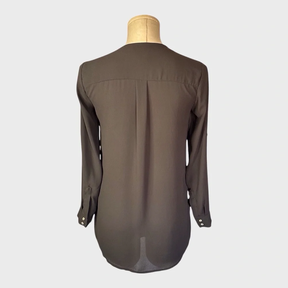 H&M V Neck Button Front Long‎ Sleeve Blouse_3